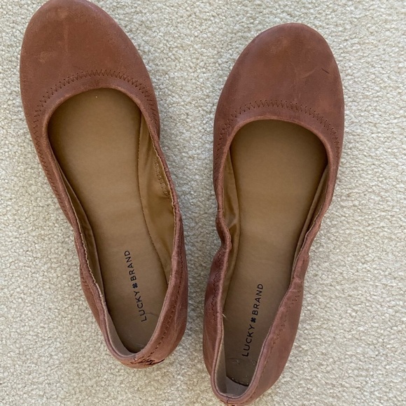 Lucky 🍀 Brand Pink Ruched Cushioned stretch Emmie leather ballerina flats - Picture 2 of 4